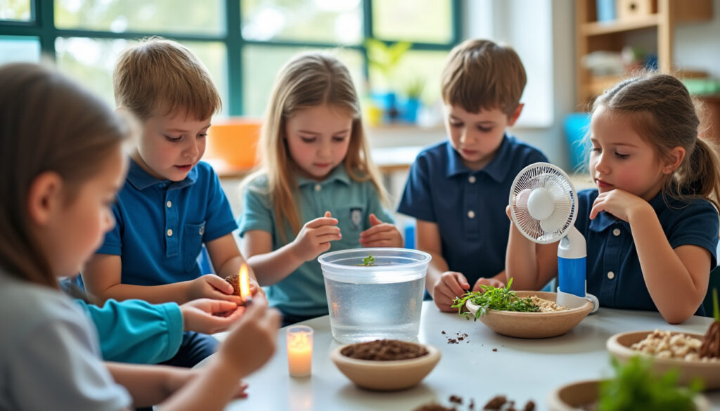 découvrez des idées originales d'activités ludiques et éducatives autour de l’eau, de l’air, du feu et de la terre pour la maternelle. stimulez l’apprentissage des enfants grâce à des jeux et expériences pratiques inspirés des 4 éléments.