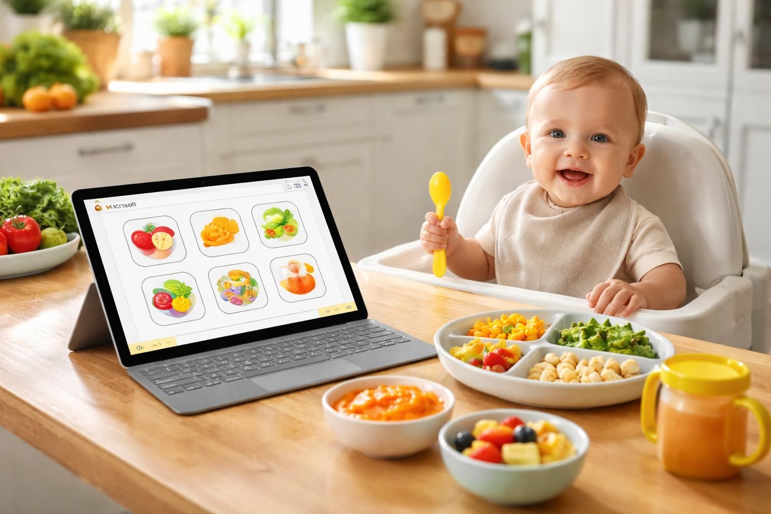 découvrez des menus spécialement conçus pour la diversification alimentaire de votre bébé, accessibles facilement sur tablette tactile microsoft surface.