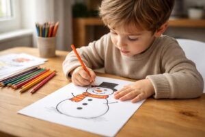 découvrez comment le coloriage du bonhomme de neige stimule la motricité fine chez les enfants, tout en favorisant leur créativité et leur concentration.