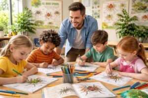 découvrez comment intégrer le coloriage d'araignées dans l'éducation pour enseigner de manière ludique et captivante, favorisant l'apprentissage par le jeu.